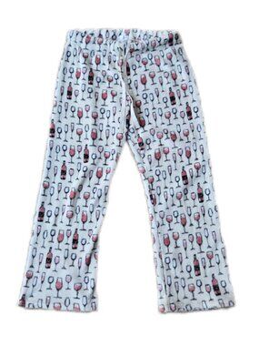 Daydream by Berkshire Home Fleece Pajama Pants - Wine & Glasses Print, Size XL